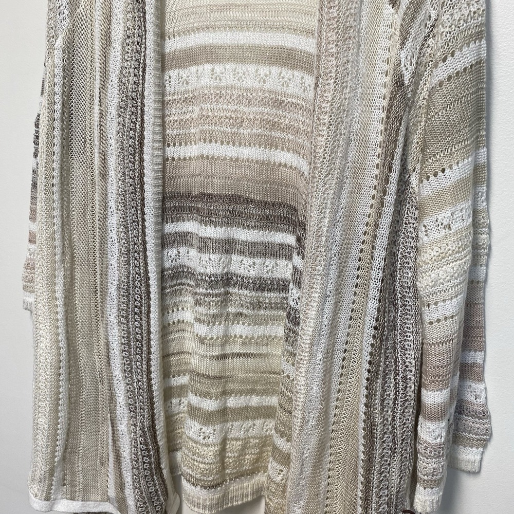 Knox Rose Cardigan Women Size 2XL Open Front Long Sleeve Stripes Earth Tones - Picture 3 of 9
